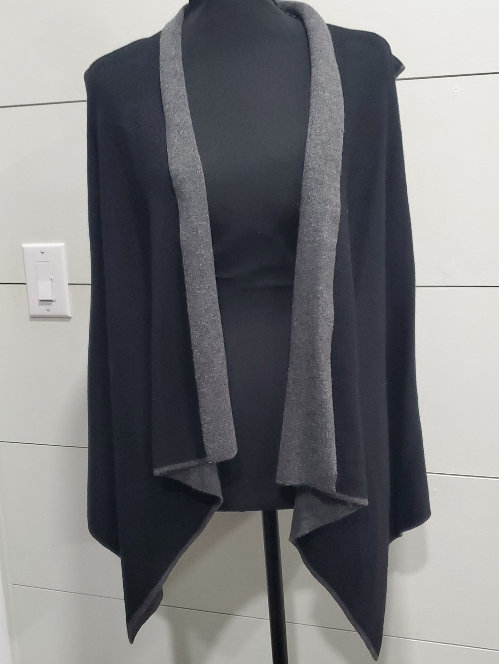 Romeo & Juliet Couture Black Cardigan with Gray Trim